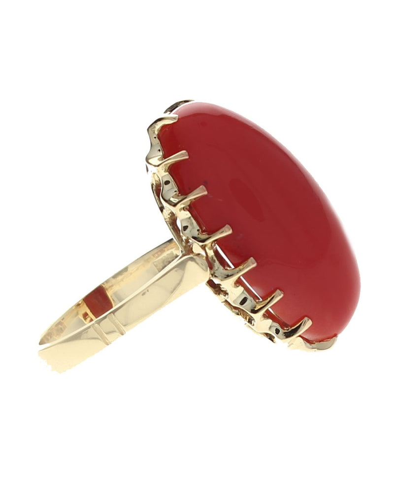 Oval Coral Cabochon Ring