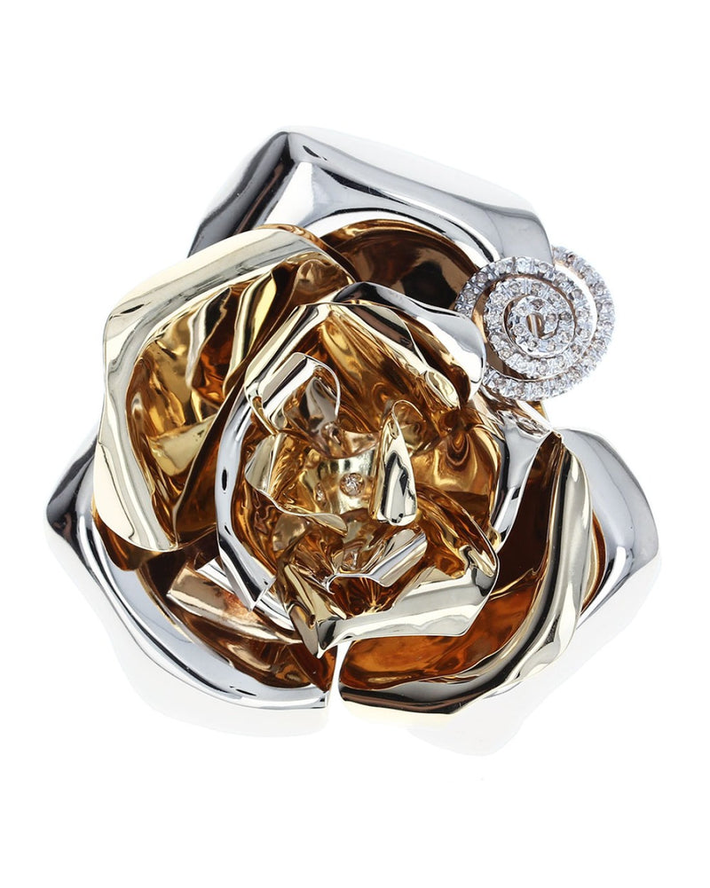 Diamond Swirl Accent Rose Bloom Fashion Ring