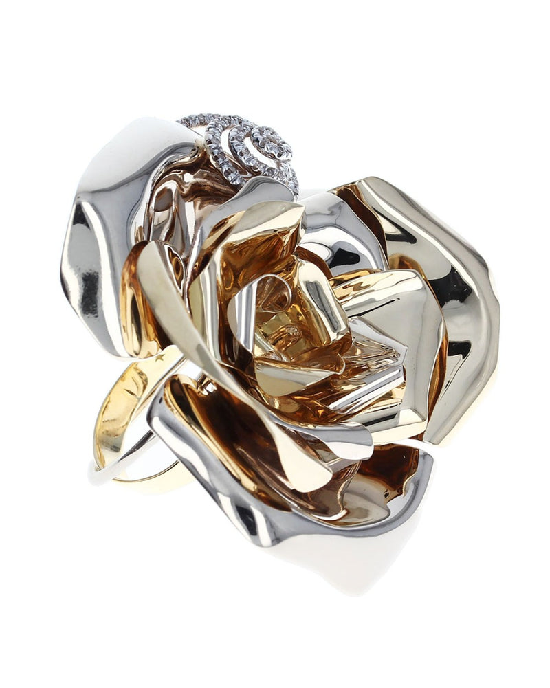 Diamond Swirl Accent Rose Bloom Fashion Ring