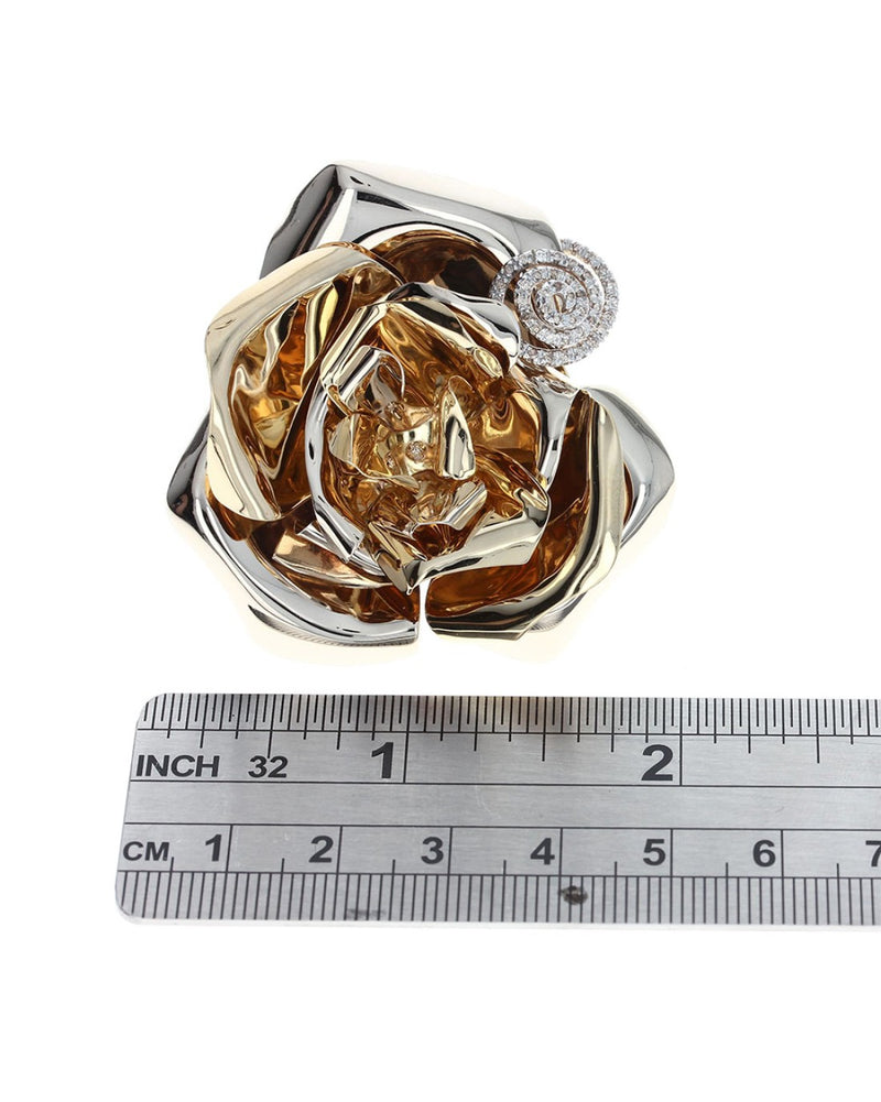 Diamond Swirl Accent Rose Bloom Fashion Ring