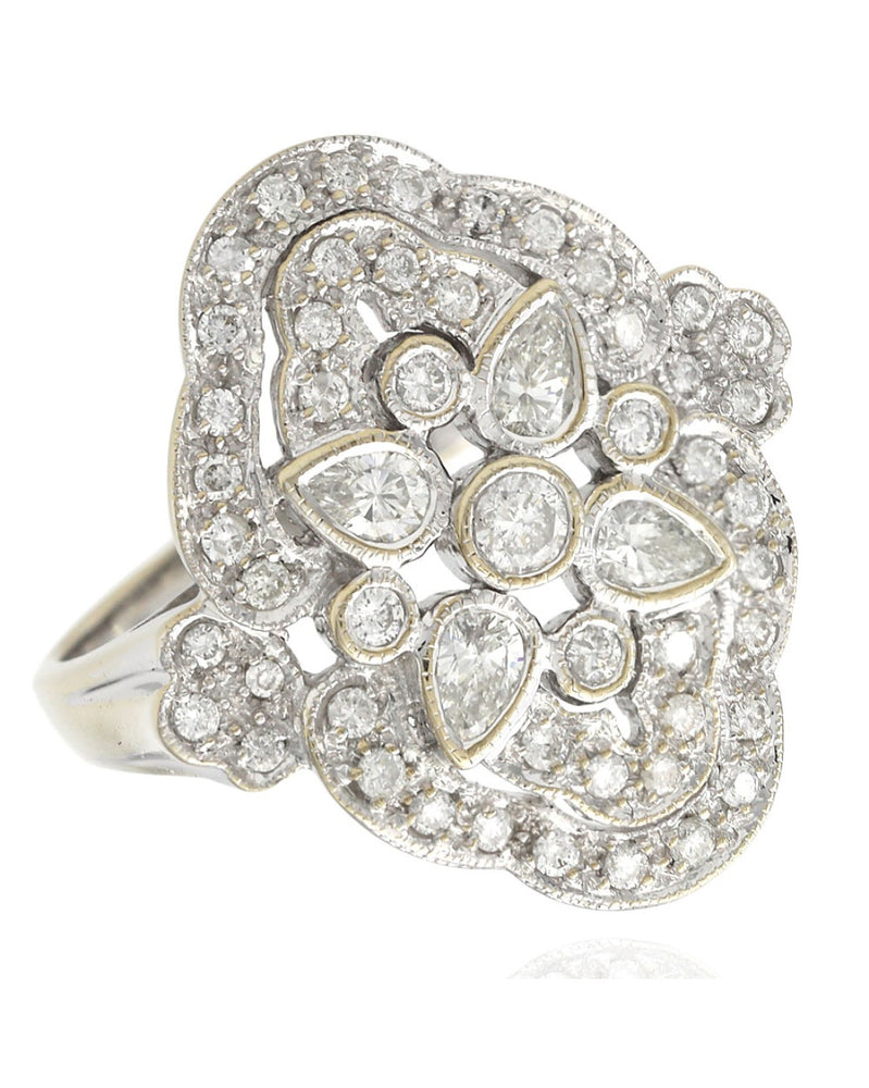 Diamond Scalloped Statement Ring