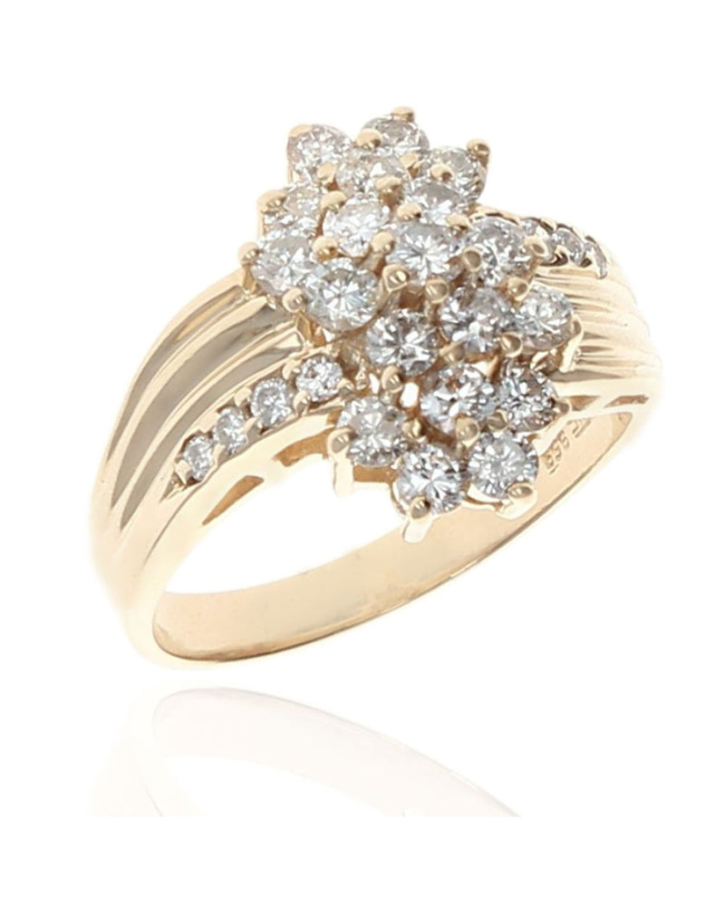 Diamond Fluted Cluster Ring in Gold
