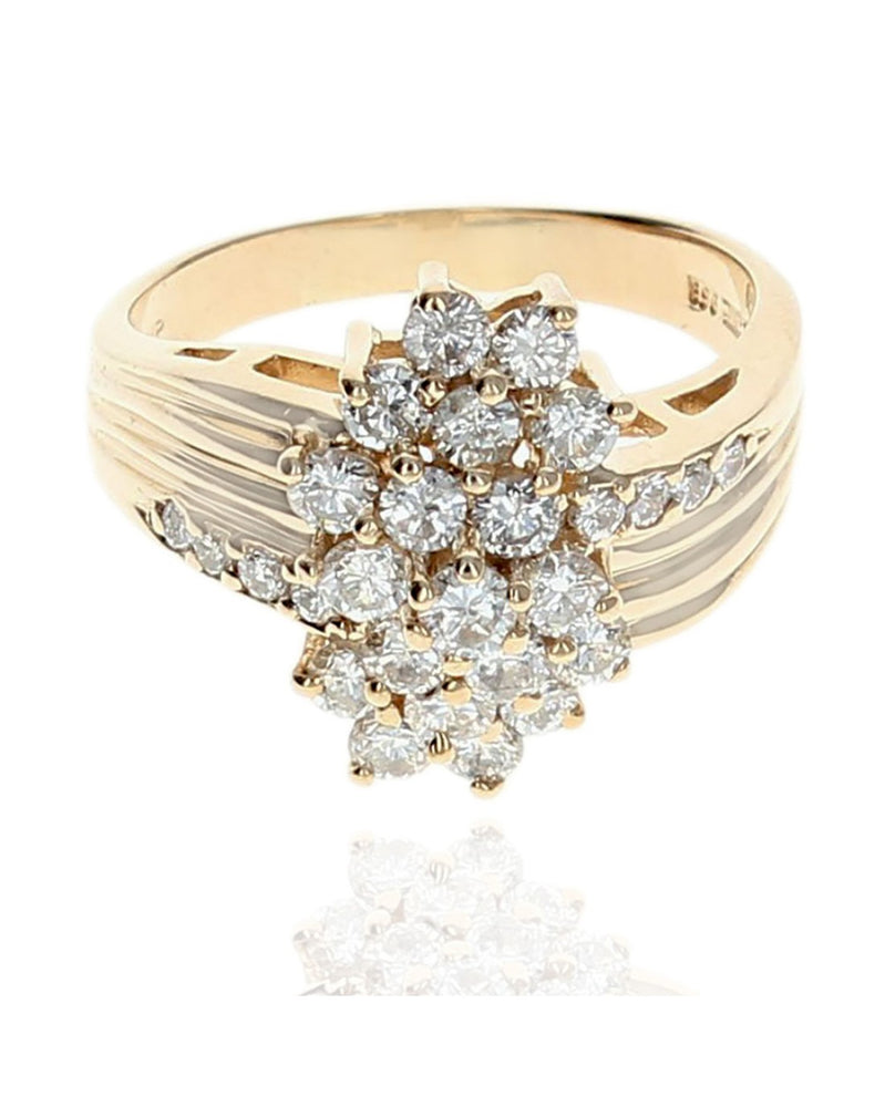 Diamond Fluted Cluster Ring in Gold