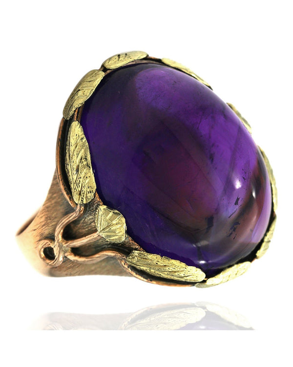 Amethyst Cabochon Folate Basket Ring