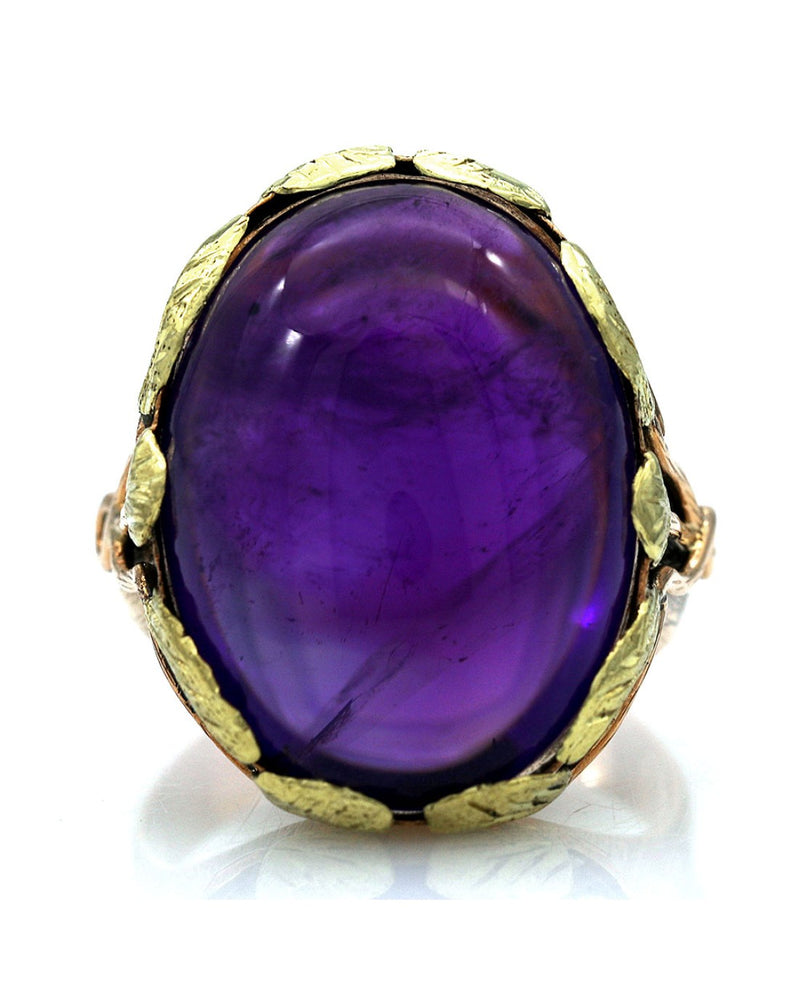 Amethyst Cabochon Folate Basket Ring