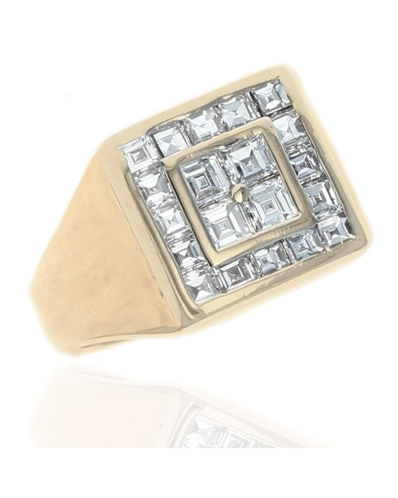 Gentlemans Princess Diamond Square Top Ring