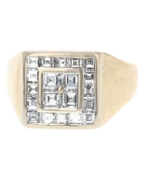 Gentlemans Princess Diamond Square Top Ring