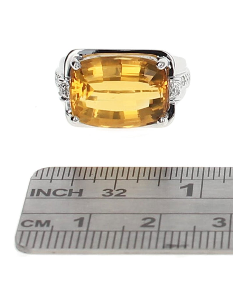 Fancy Cut Citrine and Diamond Pave Statement Ring