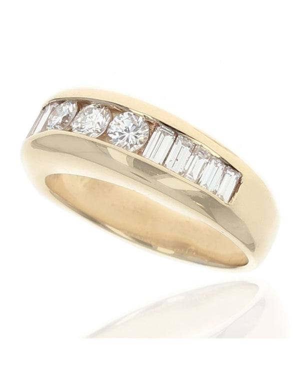 Round and Baguette Diamond Band