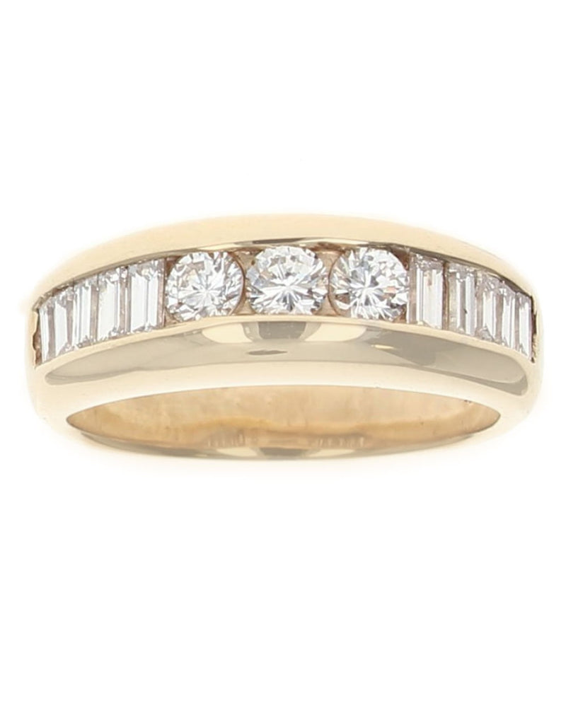 Round and Baguette Diamond Band