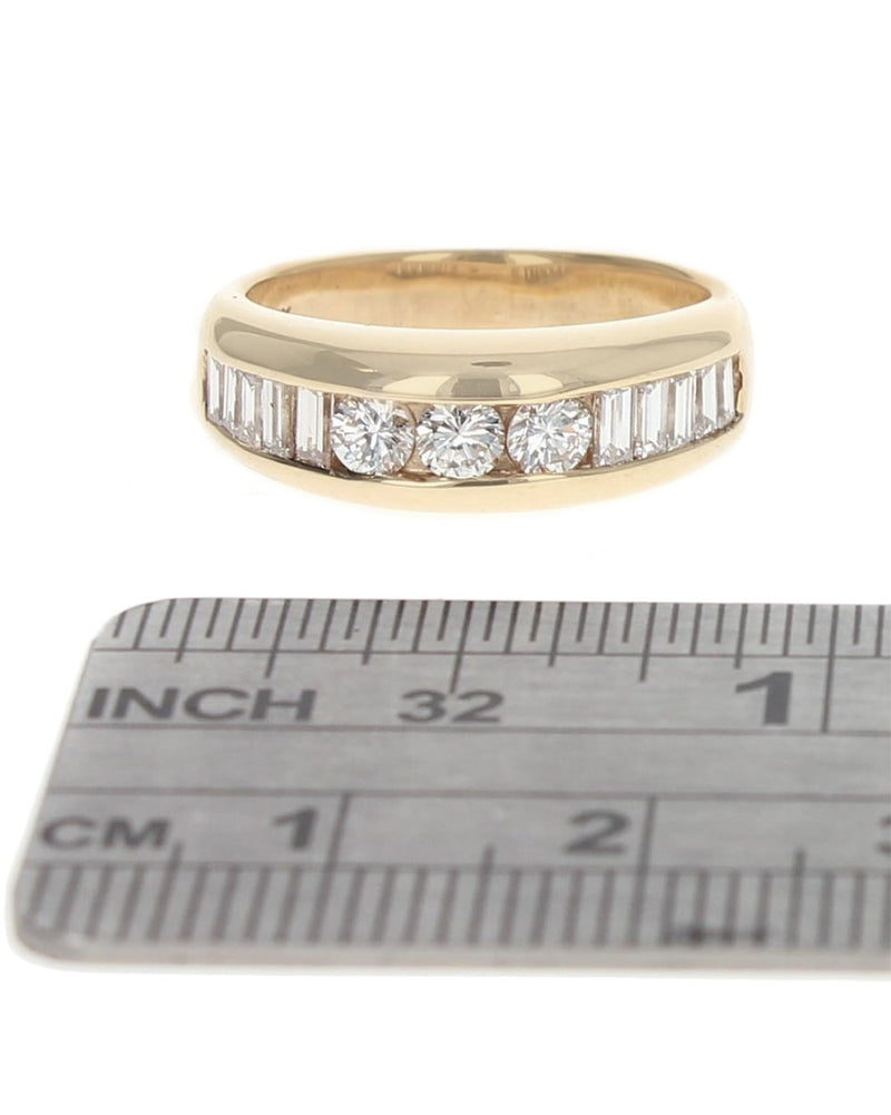 Round and Baguette Diamond Band