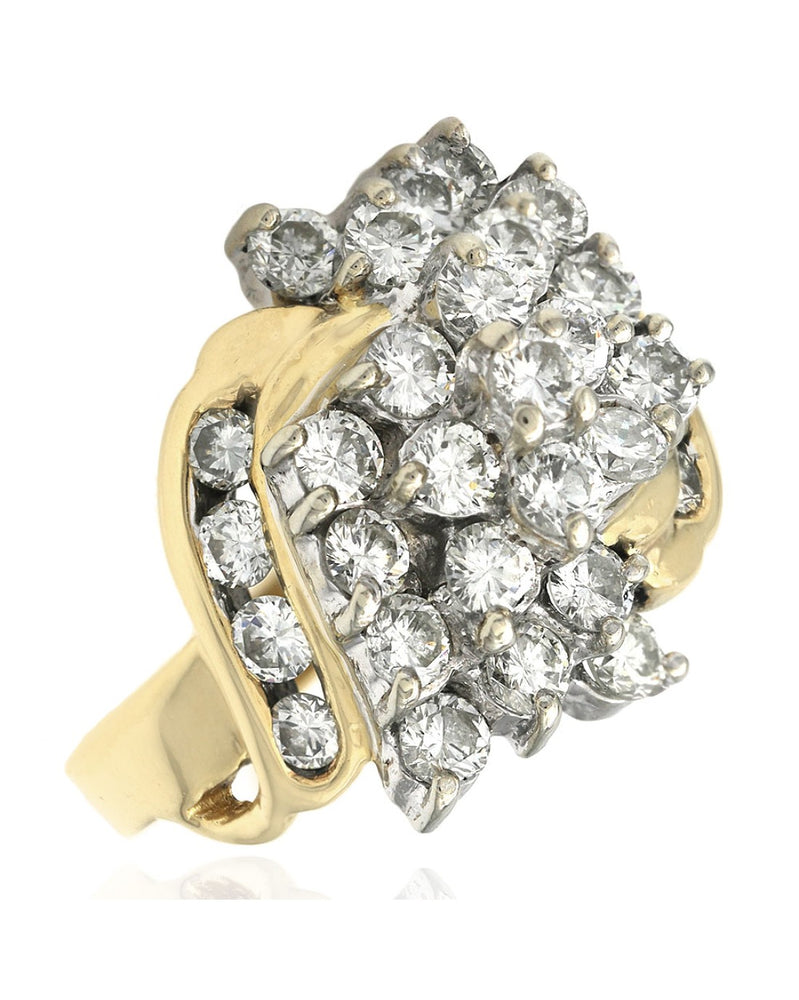 Diamond Cluster Statement Ring in Gold