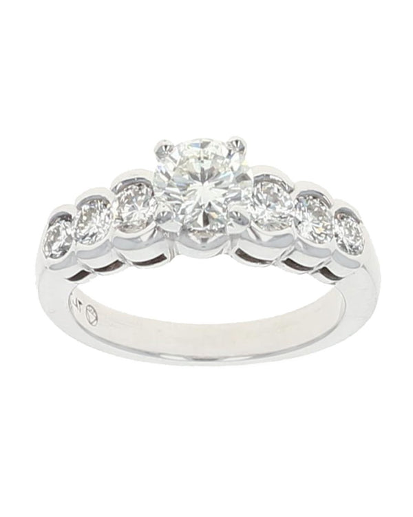 Round Brilliant Diamond Solitaire and Round Diamond Side Ring