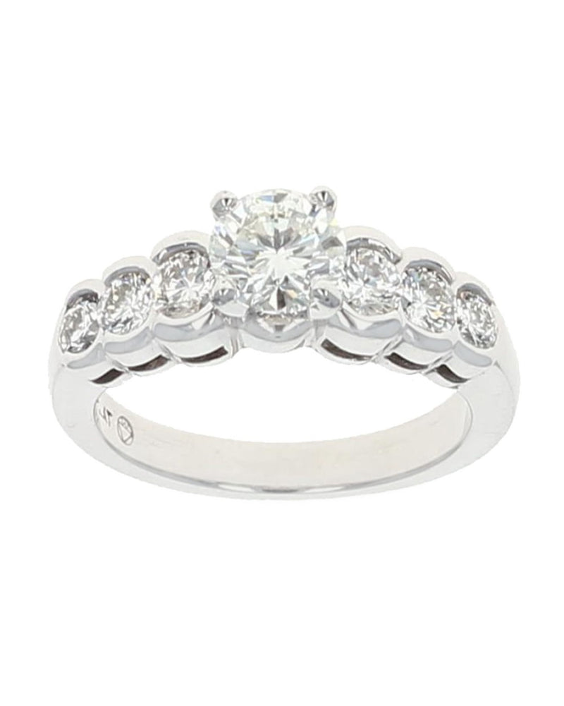 Round Brilliant Diamond Solitaire and Round Diamond Side Ring