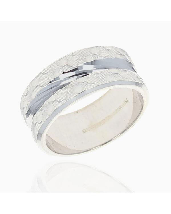 Etched Grooved Wedding Band