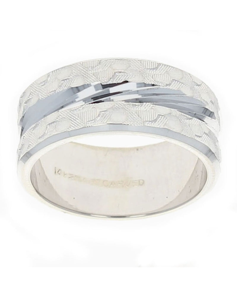 Etched Grooved Wedding Band