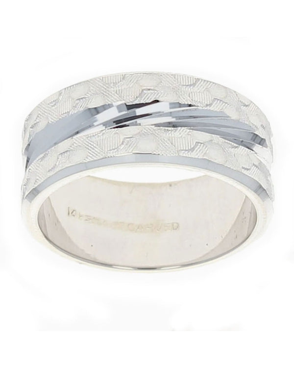 Etched Grooved Wedding Band