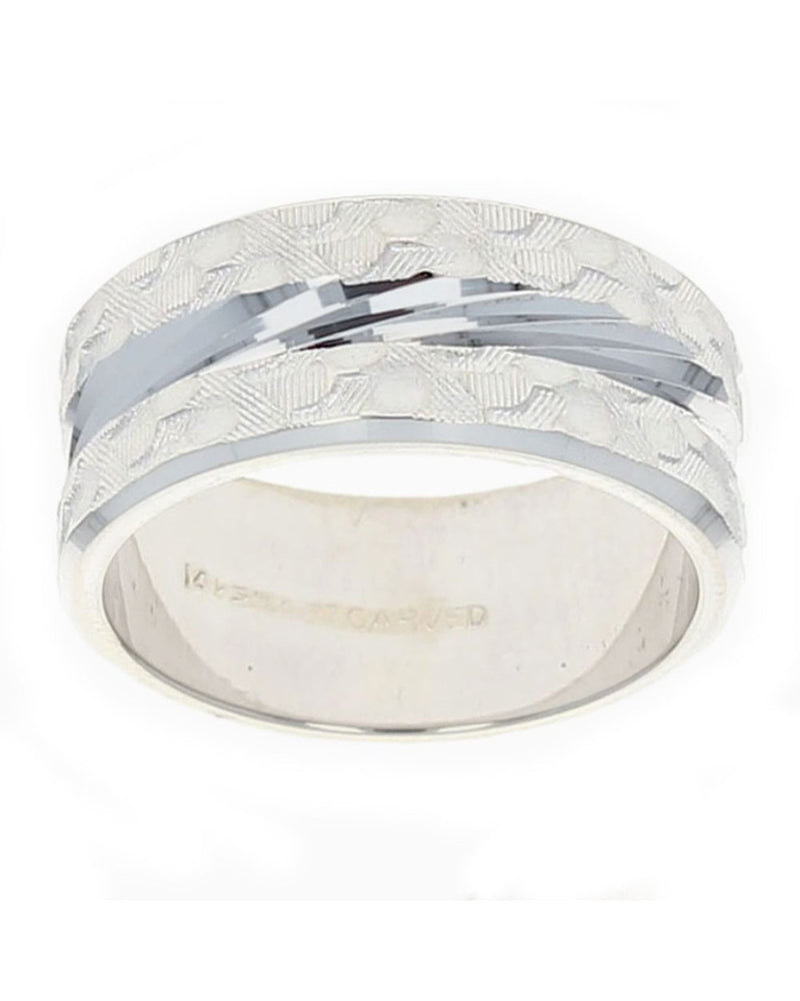 Etched Grooved Wedding Band