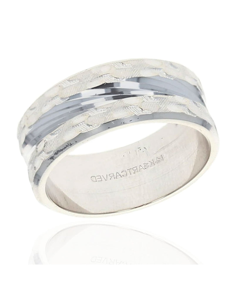 Etched Grooved Wedding Band