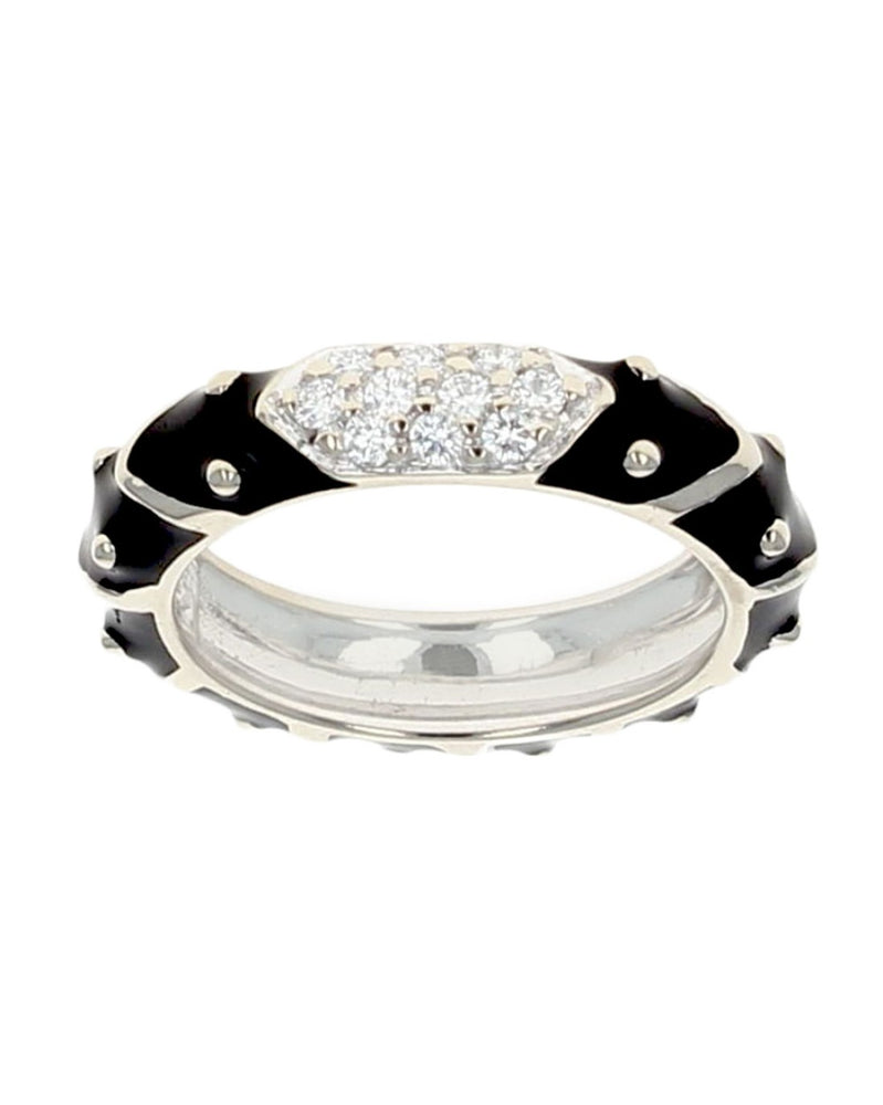 Hidalgo Black Enamel Diamond Pave Station Band