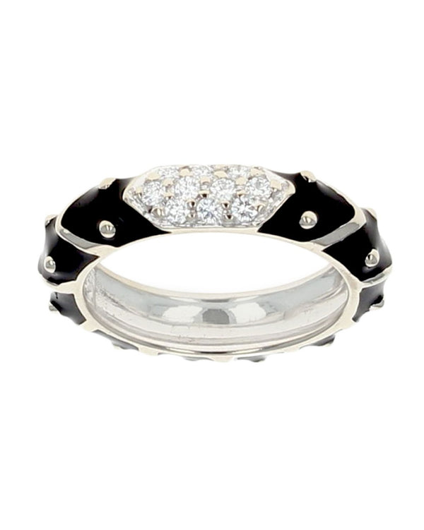 Hidalgo Black Enamel Diamond Pave Station Band