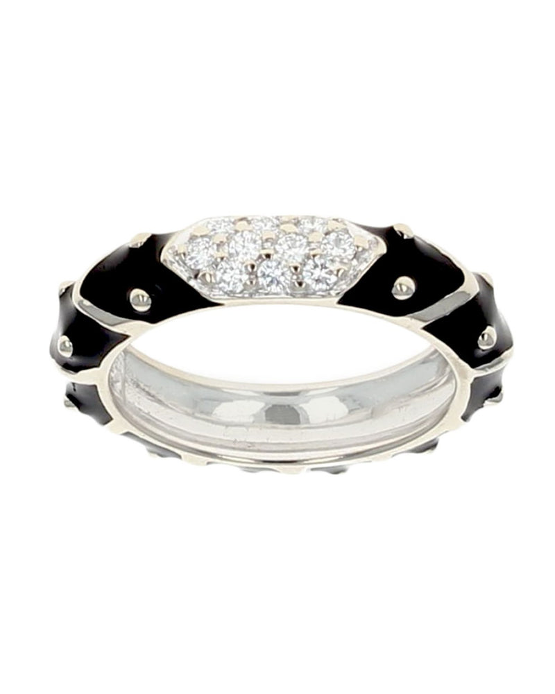 Hidalgo Black Enamel Diamond Pave Station Band