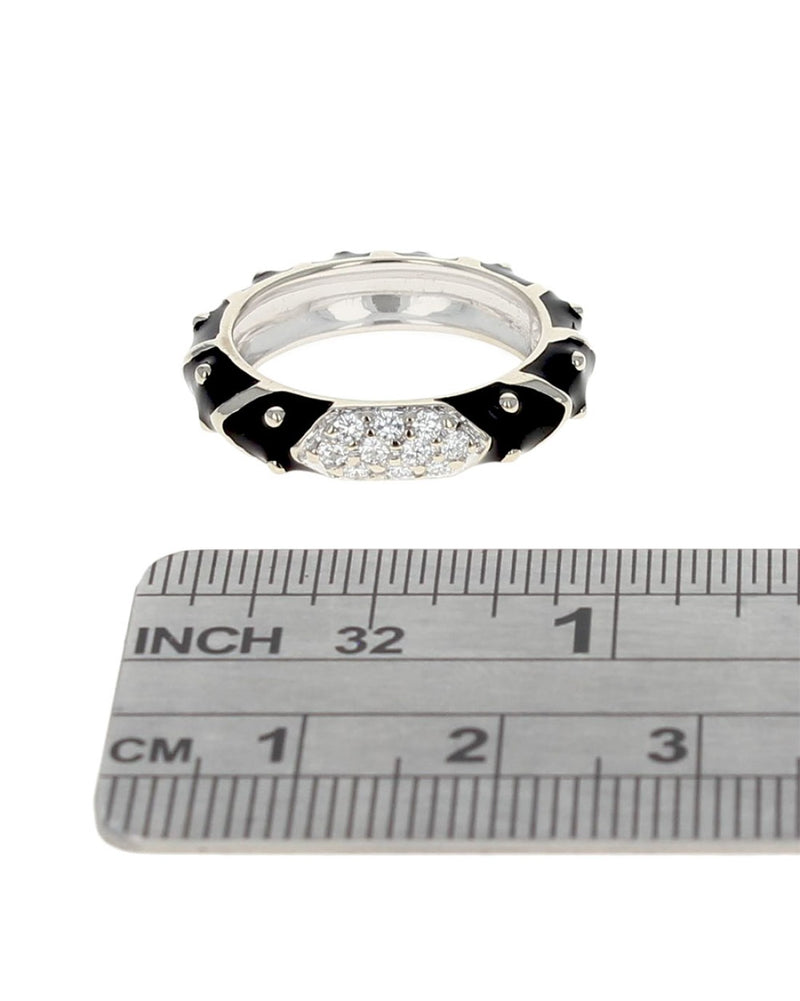 Hidalgo Black Enamel Diamond Pave Station Band