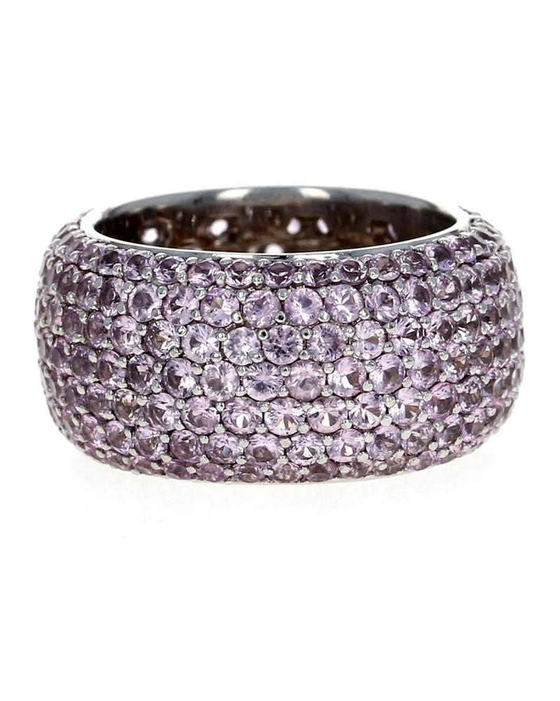 5.04ctw Pave Pink Sapphire Eternity Band/ Ring in 14K White Gold SZ 6.75