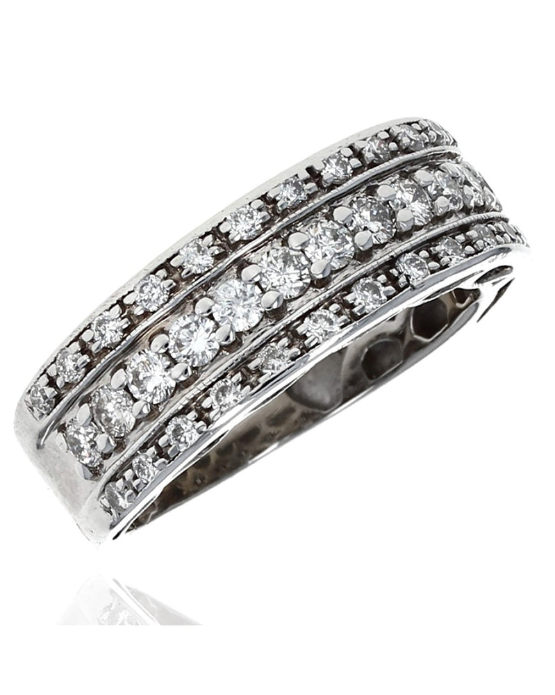 3 Row Round Diamond Tapered Band