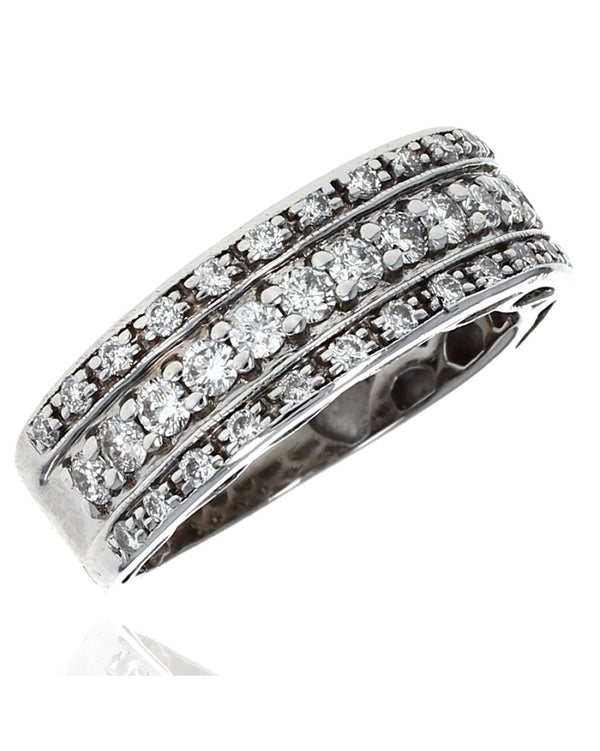 3 Row Round Diamond Tapered Band