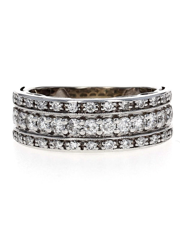 3 Row Round Diamond Tapered Band