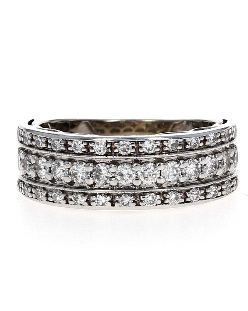 3 Row Round Diamond Tapered Band