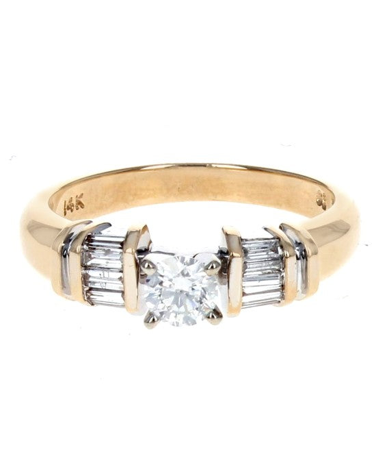 Round and Baguette Diamond Ring