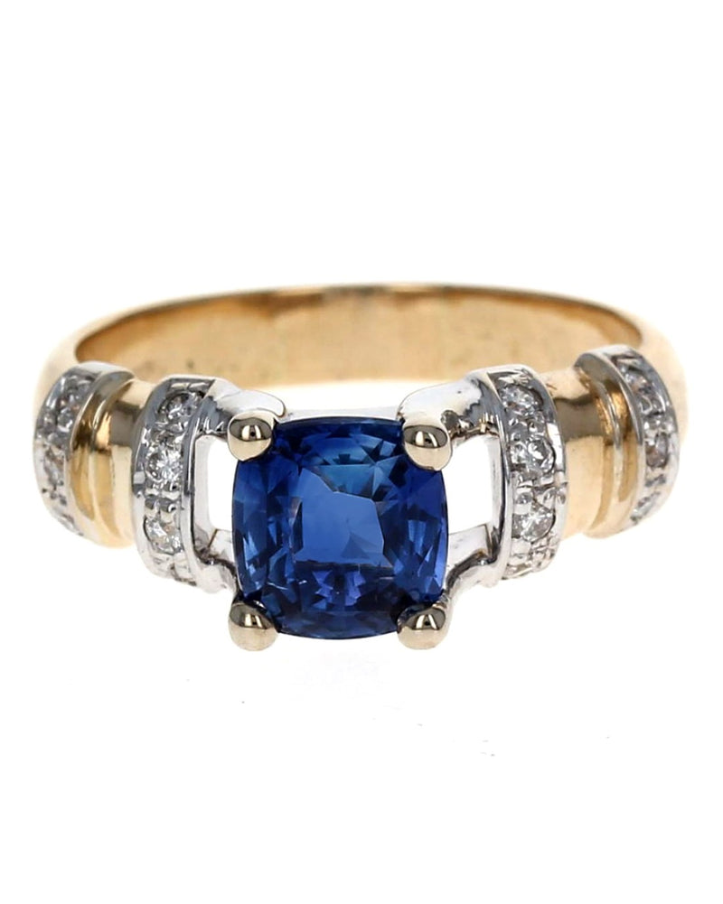 2.08ct Sri Lankan Sapphire and Diamond Ring in 18K Yellow Gold