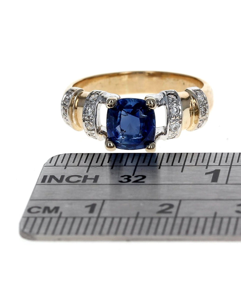 2.08ct Sri Lankan Sapphire and Diamond Ring in 18K Yellow Gold