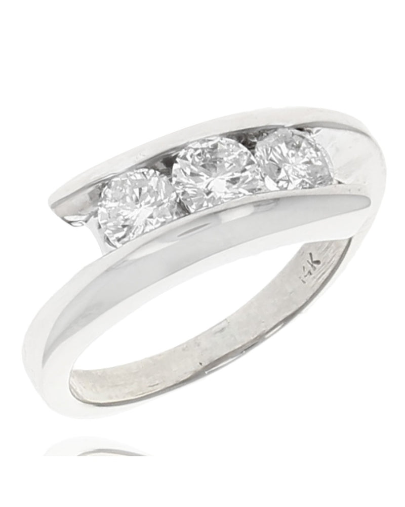 3 Stone Diamond Bypass Ring