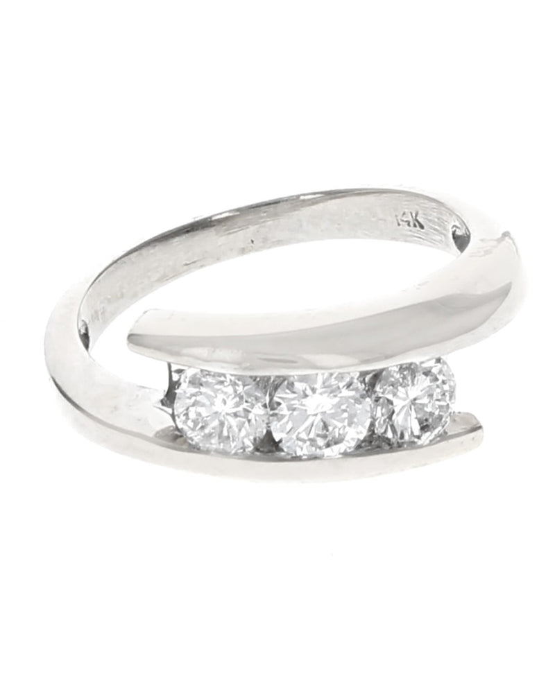 3 Stone Diamond Bypass Ring