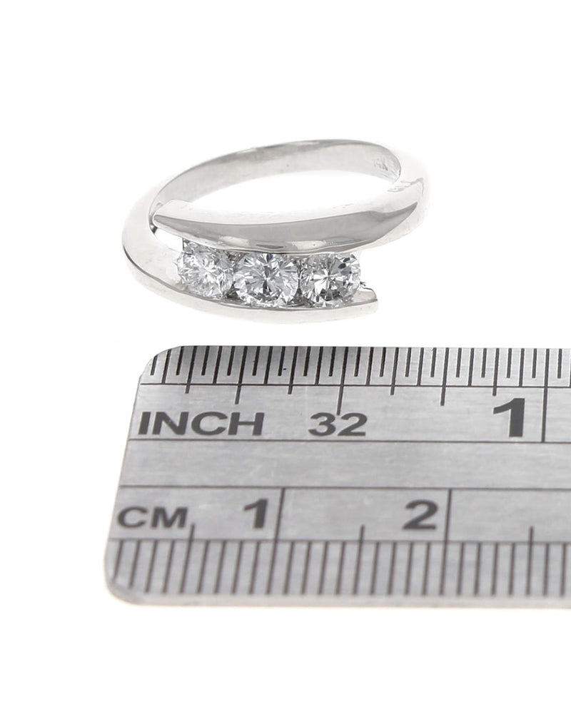 3 Stone Diamond Bypass Ring