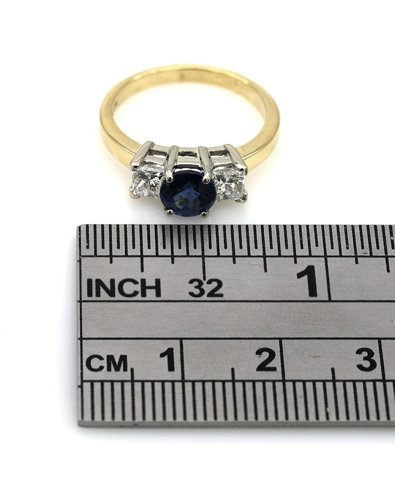 Sapphire and Diamond 3 Stone Ring