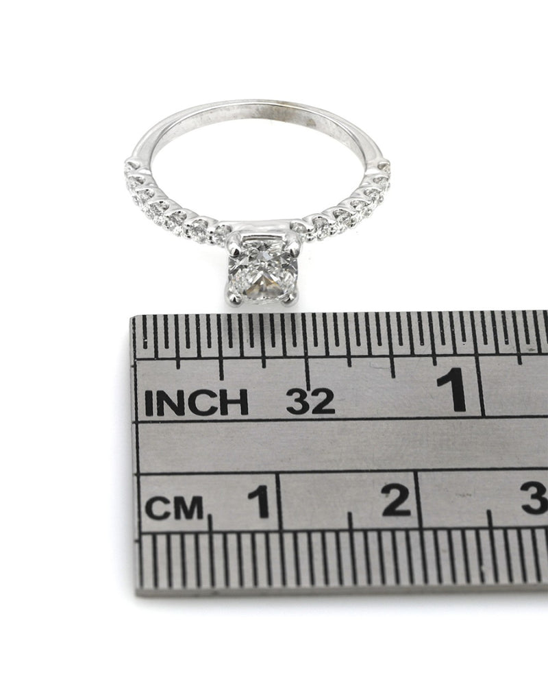 Cushion Cut Diamond Solitaire Ring in 14KW