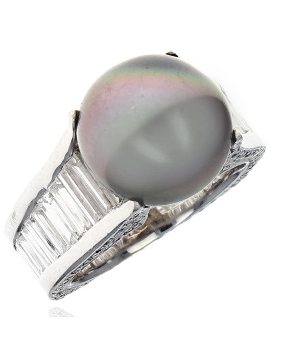 Gauthier Black Tahitian Pearl and Diamond Ring