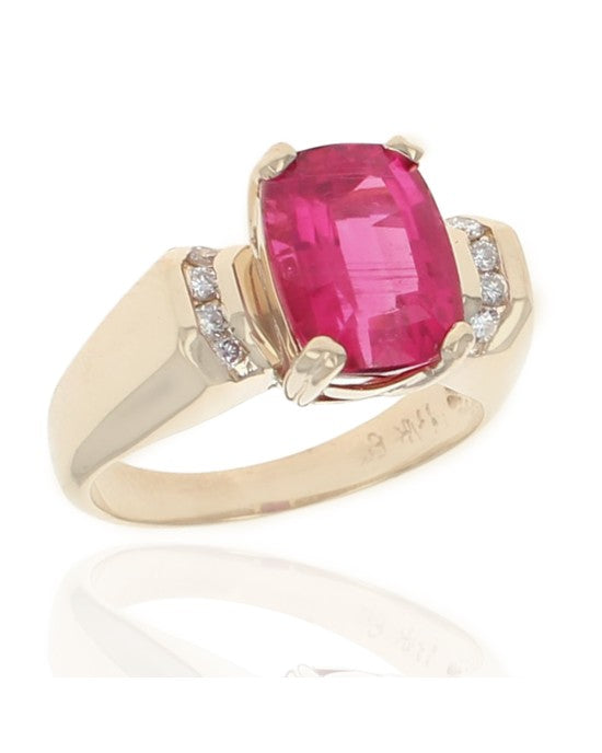 Red Tourmaline and Diamond Fashion Ring