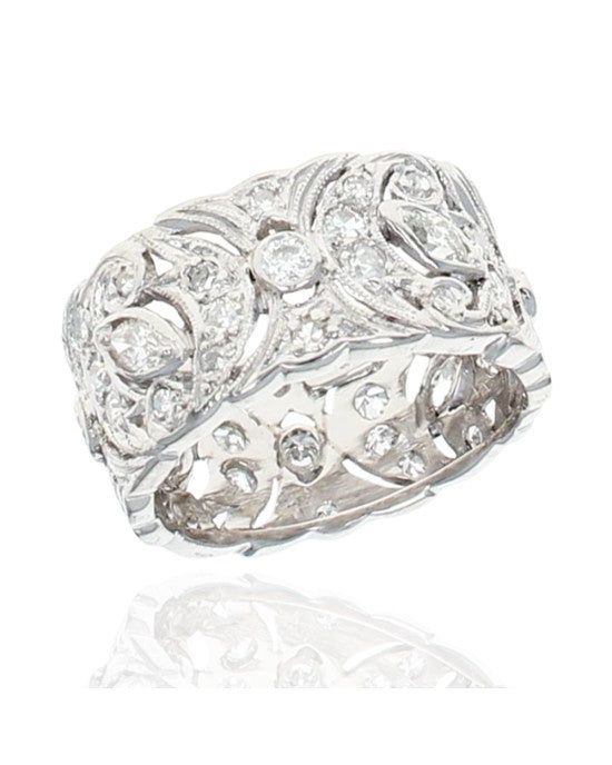 Marquise and Round Diamond Band in Platinum