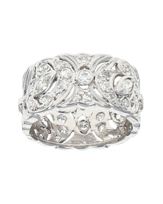 Marquise and Round Diamond Band in Platinum