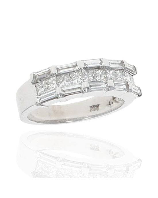 3 Row Princess and Baguette Diamond Band