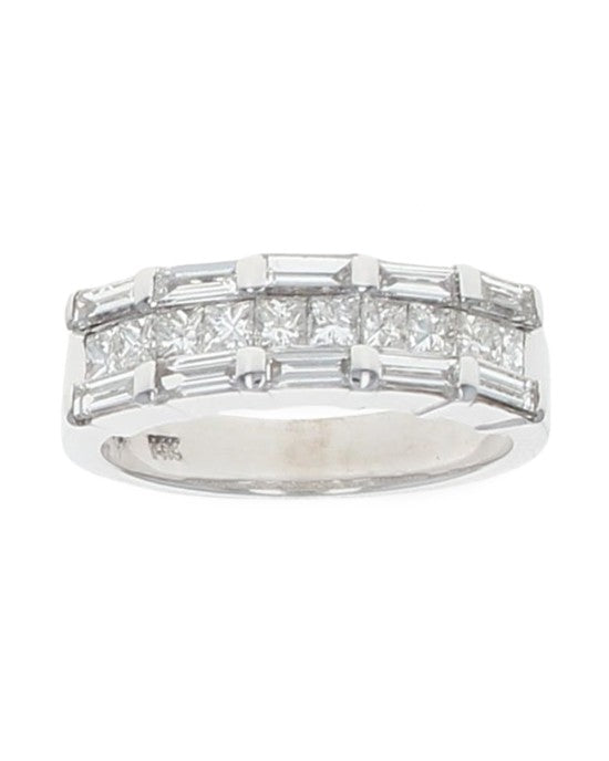 3 Row Princess and Baguette Diamond Band