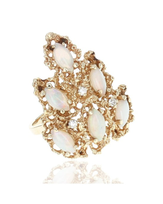 Opal and Diamond Pear Shape Ring