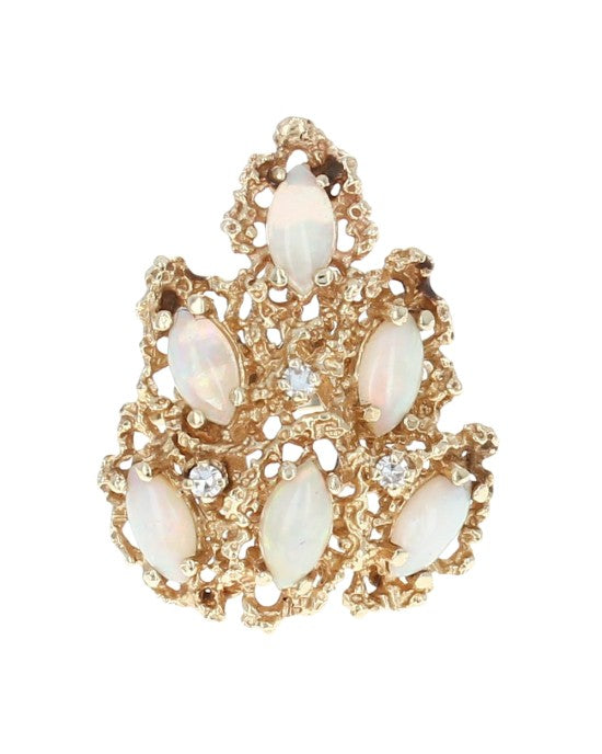 Opal and Diamond Pear Shape Ring