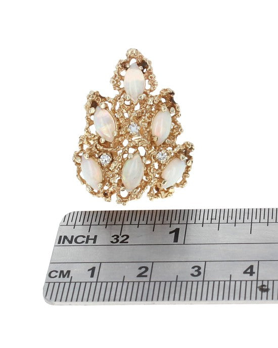 Opal and Diamond Pear Shape Ring