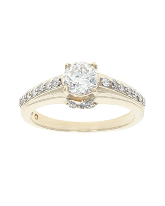 Round Diamond Engagement Ring with Side Diamond Accents